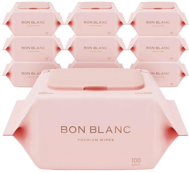 본블랑 순한 물티슈 캡형, 50g, 100매, 10개