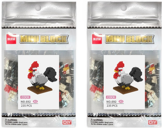 닥터스타 와이즈호크 나노블럭 수탉D 692-A5dr, 혼합색상, 2개