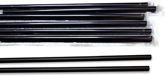 개별포장 일자 플라스틱 빨대 블랙 7 x 210 mm, 500개입, 1개