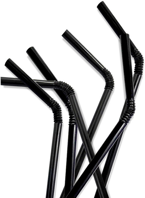 개별포장 자바라 플라스틱 빨대 블랙 7 x 210 mm, 1개, 500개입