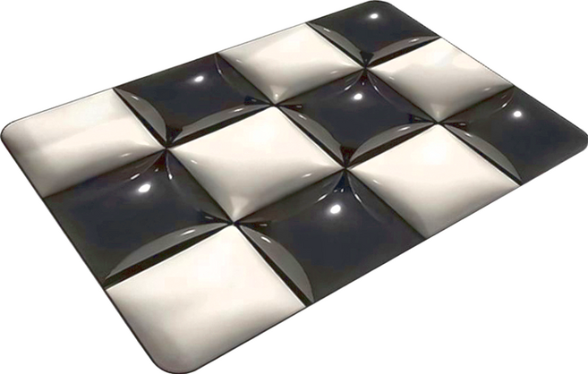 Mass 生活好物 3D立體感硅藻土吸水地墊 浴室防滑腳踏墊/止滑軟墊, 棋盤格, 1個