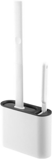 위드레니 화장실 청소 벽걸이형 실리콘 변기솔 바닥솔 받침대 세트, 블랙, 1세트