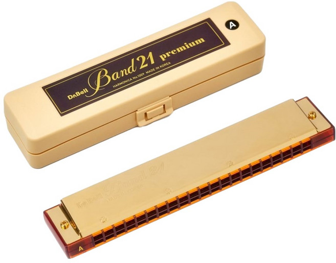 다벨 트레몰로 하모니카 밴드21 프리미엄 No.1009 A키, 금색, 1개