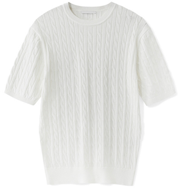 엠엔씨 남성용 케이블 라운드 반팔니트 MDBT776WS