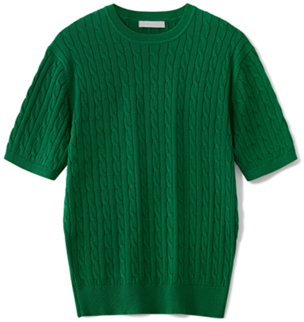 남성용 케이블 라운드 반팔니트 MDBT776WS