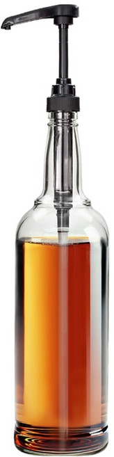 미르코리아 투명 펌프 시럽 유리병 블랙, 1개, 750ml