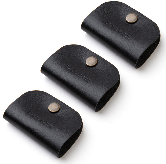 블랑플뢰르 소가죽 라운드 전선 이어폰 홀더, 블랙, 3개