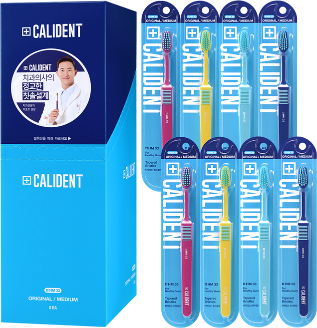 칼리덴트 오리지날 미디엄 칫솔, 8개입, 1개
