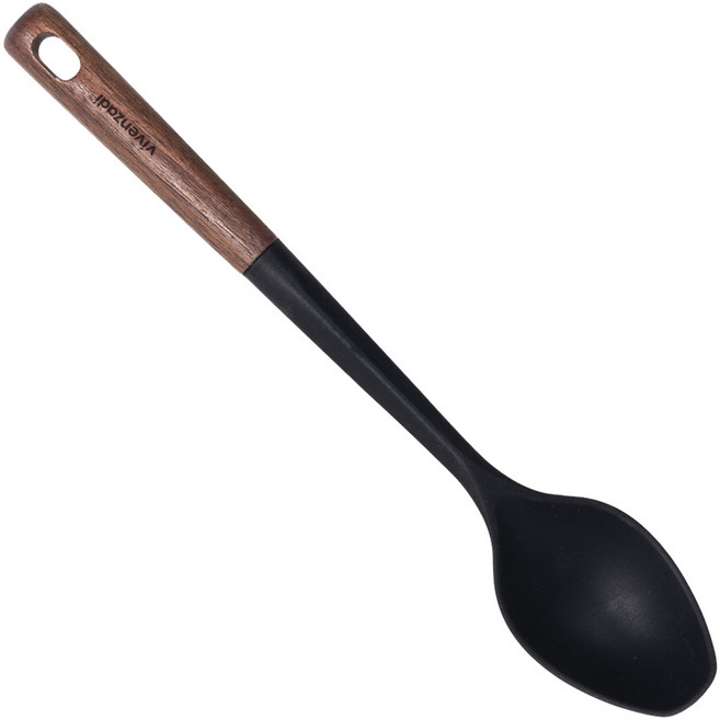 비벤자디 월넛 실리콘 요리스푼 볶음 키친툴 조리도구, 블랙, 1개