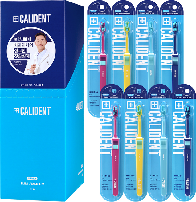 칼리덴트 슬림 미디엄 칫솔, 8개입, 1개