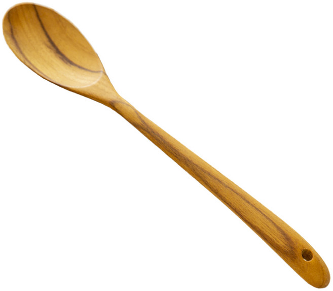 스와하 코팅을 하지 않은 티크원목 볶음용 스푼, 원목, 1개