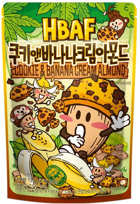 바프 쿠키앤바나나크림 아몬드, 120g, 1개