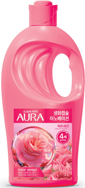 아우라 생화캡슐 이노베이션 섬유유연제 피오니로즈 본품, 2L, 1개