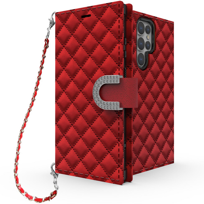 Wannaf Art 菱格紋日誌型 2層收納手機殼