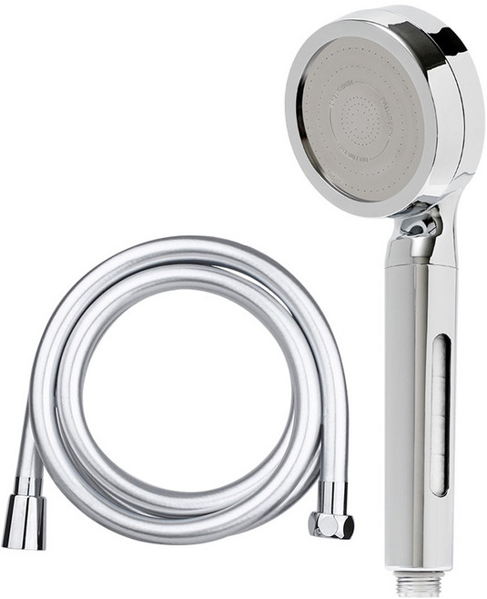 대림바스 디클린 와이드형 필터샤워기 + PVC 샤워호스 2m 세트, 1개, 크롬(필터샤워기), 실버(샤워호스)