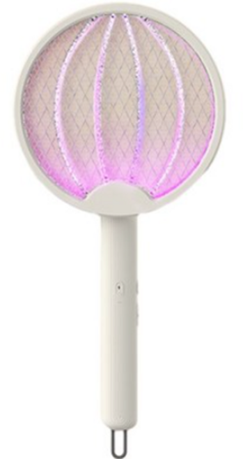 니치유 LED 충전식 무선 모기채, 화이트