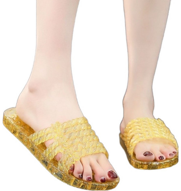 몬드스팟 크리스탈 pvc 젤리 슬리퍼 욕실화 YY57823, 옐로우, 1개