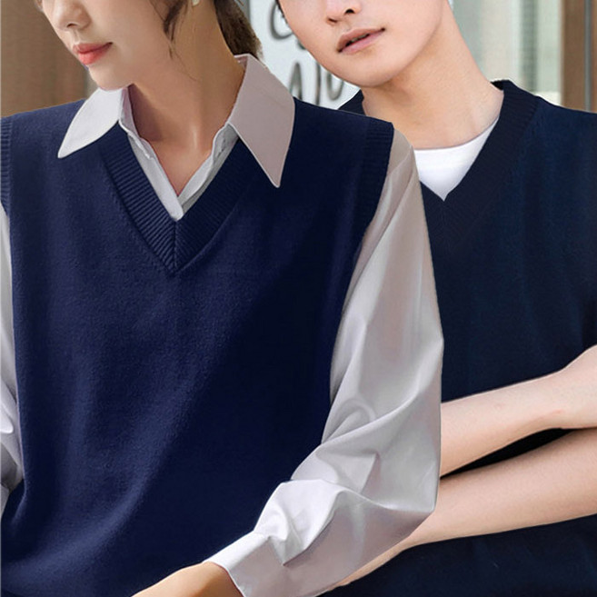 턴키 니트 솔리드 조끼 FT-1215