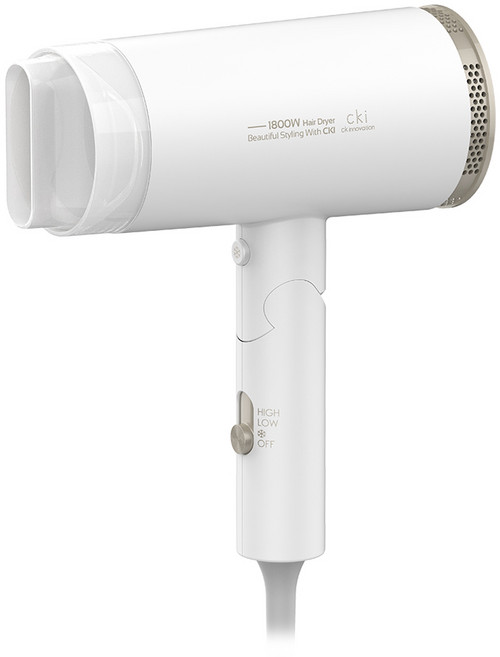 CKI 고출력 고풍량 접이식 헤어드라이기 1800W, CKI-D880, 화이트골드