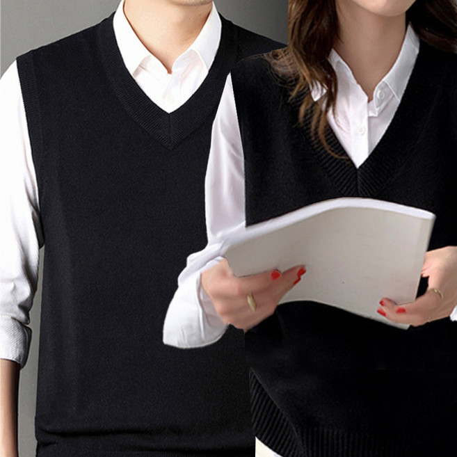 턴키 니트 솔리드 조끼 FT-1215