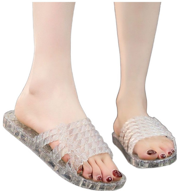 몬드스팟 크리스탈 pvc 젤리 슬리퍼 욕실화 YY57823, 투명, 1개