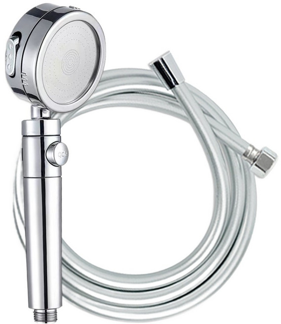 월드크린 파워 3단 온오프 샤워기 + 물때방지 호스 2m 세트, 1개