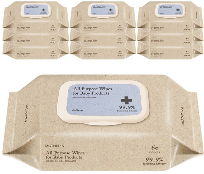 마더케이 유아용 소독티슈 캡형, 45g, 60매, 10개