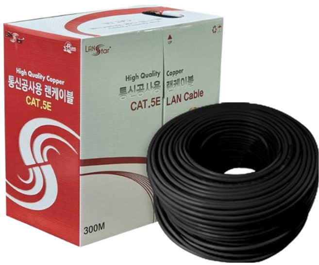 LAN Star 通訊工程用網路線 CAT5E High LS-UTP5H-300MBK, 黑色, 1個, 300m