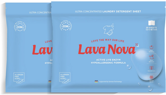 라바노바 고농축 시트형 겸용 세탁세제, 20개입, 2개