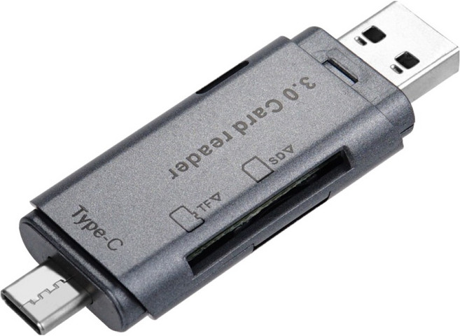 컴스 USB 3.1 Type C 2 in 1 TF Micro SD 카드리더기, 혼합색상, 1개, TB195