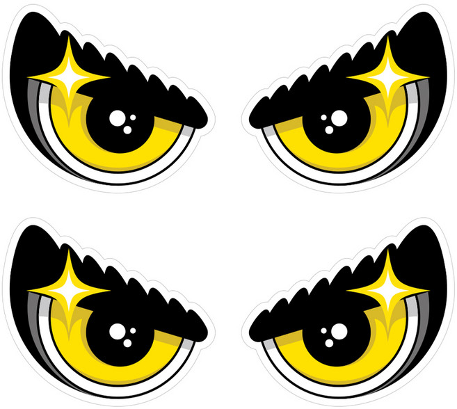 뭉키데코 고휘도 안전거리유지 반사스티커 소형 매의 눈, 혼합색상, 2세트