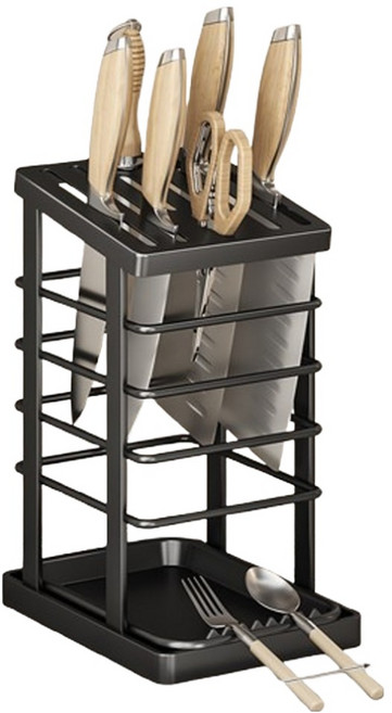 레디엘로 스틸 물빠짐 칼꽂이, 블랙, 1개