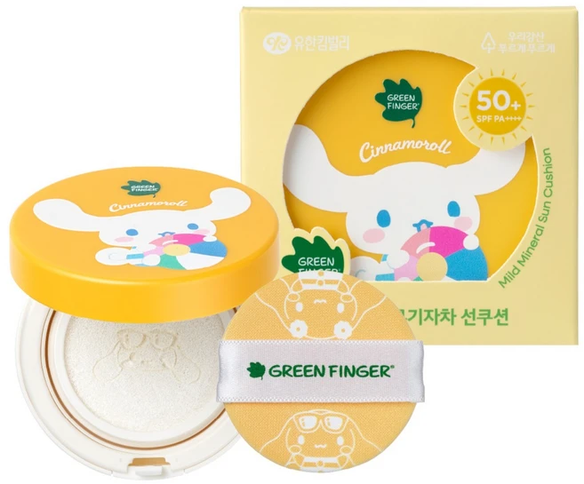 그린핑거 유아용 저자극 순한 무기자차 선쿠션 산리오 시나모롤 SPF50+ PA++++, 12g, 1개 - 쿠팡