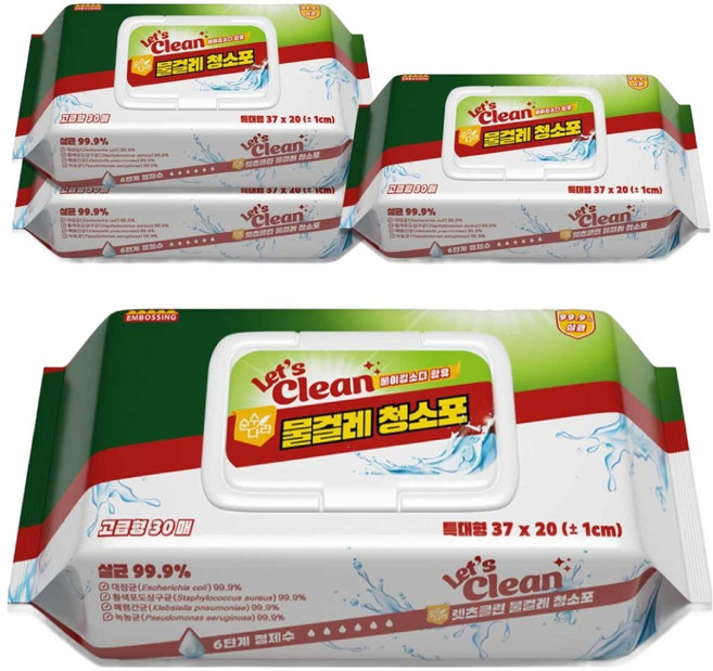 렛츠클린 물걸레청소포 고급형, 4개