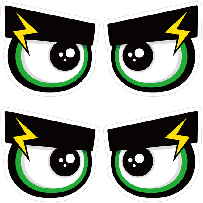 뭉키데코 고휘도 안전거리유지 반사스티커 소형 번개맨, 혼합색상, 2세트