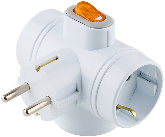 보에담 스위치 T자형 멀티탭 3구, 8.7cm, 화이트, 1개