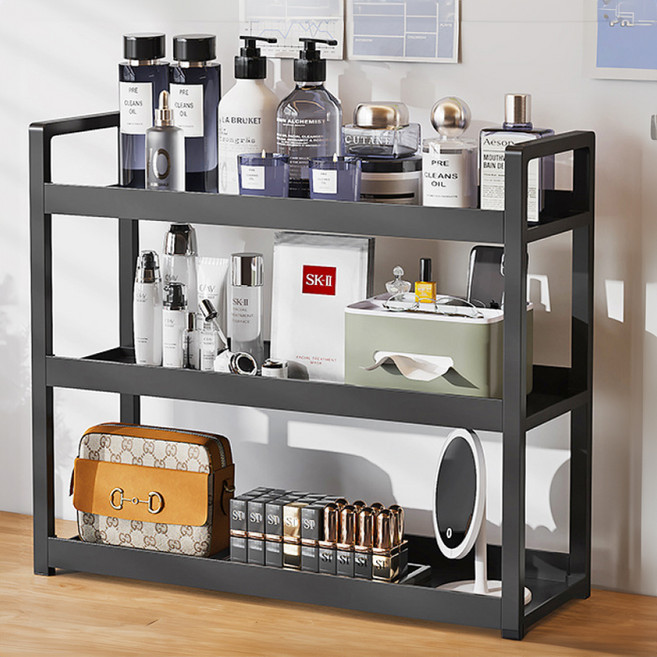 르벤아트 수납 정리대 책상 선반, 블랙, 3단