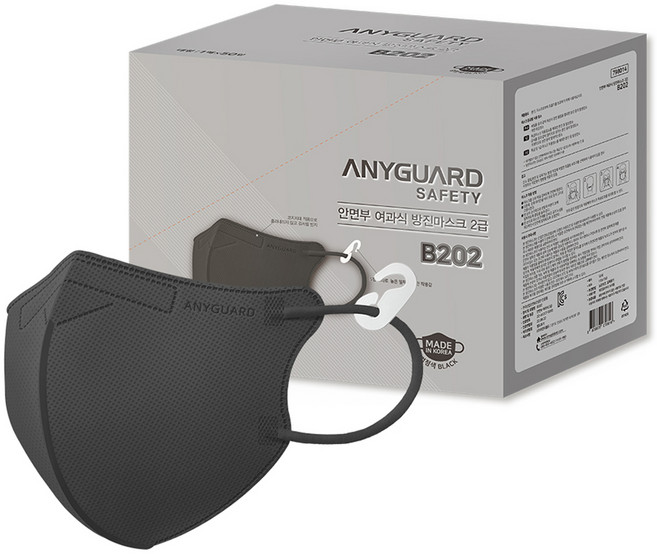 애니가드 세이프티 안면부 여과식 방진마스크 2급 B202, 블랙, 50개
