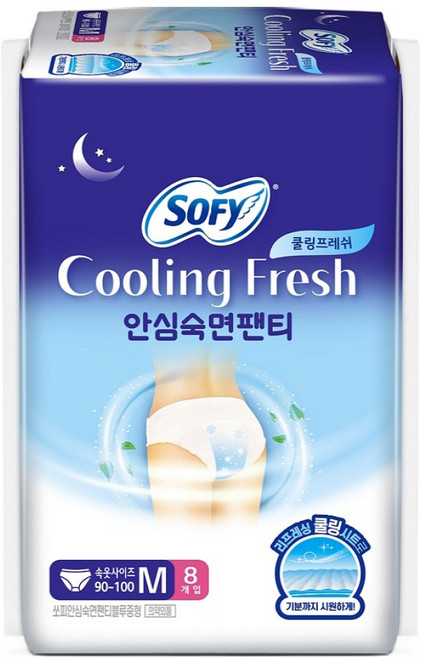 쏘피 쿨링 프레쉬 안심숙면팬티 입는오버나이트, 중형, 8개입, 1세트