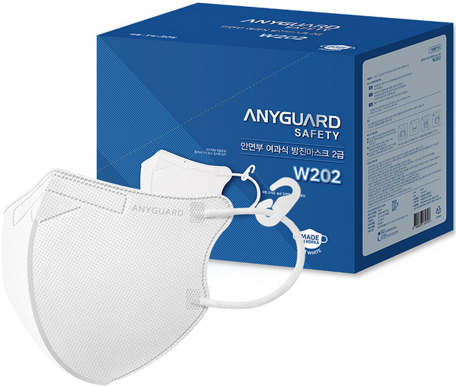 애니가드 세이프티 안면부 여과식 방진마스크 2급 W202, 화이트, 50개