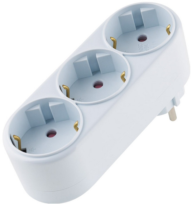 보에담 일자형 멀티탭 3구, 134mm, 화이트, 1개