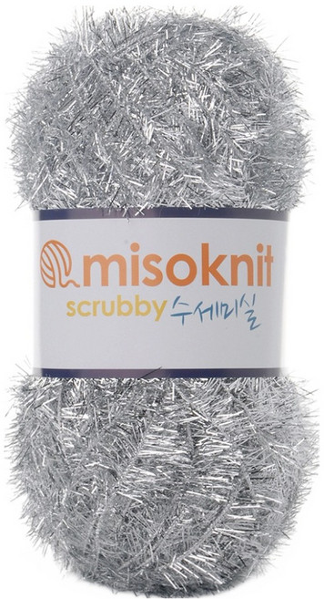 미소털실 펄 수세미실 80g, 65메탈실버, 1개