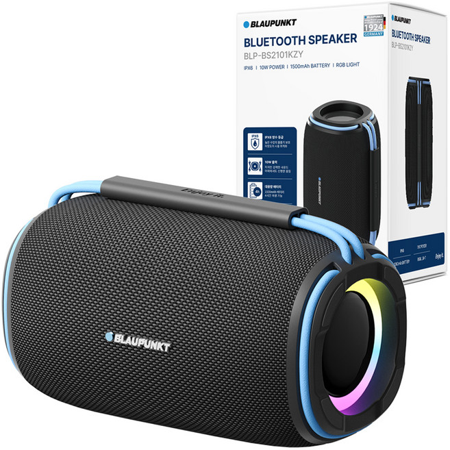블라우풍트 아웃도어 방수 파워 레인보우 LED 블루투스 스피커, BLP-BS2101KZY, 혼합색상