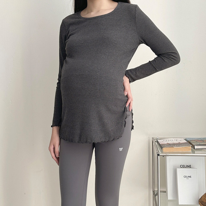 블룸액티브 블룸마터니티 골지 옆트임 임산부 티셔츠