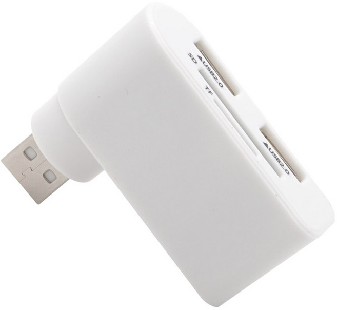 컴스 멀티 USB 2.0 2포트 허브 외장형 카드리더기 Micro SD TB024, 1개