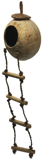 펫츠핸들러 실론 코코넛 쉘 걸이형 야자 사다리 해먹 놀이터 은신처, 1개, 혼합색상