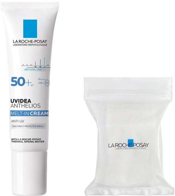 라로슈포제 유비데아 안뗄리오스 썬크림 멜트인 크림 SPF50+ PA++++ 30ml + 비건 화장솜 30p 세트, 1개