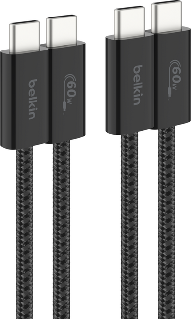 벨킨 C타입-C타입 USB 부스트차지 브레이디드 60W 고속 충전 케이블 CAB018, 블랙(CAB018qc05BK2PK), 1개, 1.5m