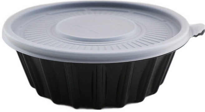 세화통상 프라임 탕 용기 + 뚜껑 세트 흑색 소 195mm, 50개입, 1세트