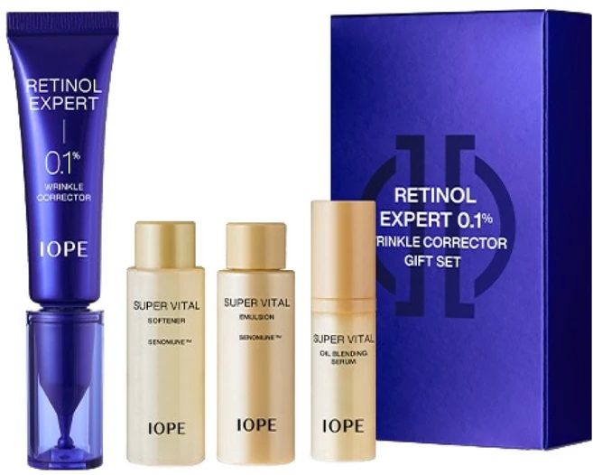아이오페 뉴 레티놀 엑스퍼트 0.1% 링클 코렉터 아이크림 + 슈퍼바이탈 에멀젼 18ml + 소프너 18ml + 오일 블렌딩 세럼 5ml 기획세트, 20g, 1개 - 쿠팡